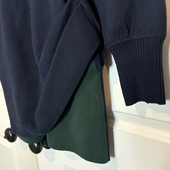 Something Navy Bi Color Blue Green Cotton Cashmere Sweater Mini Dress S - Picture 7 of 11